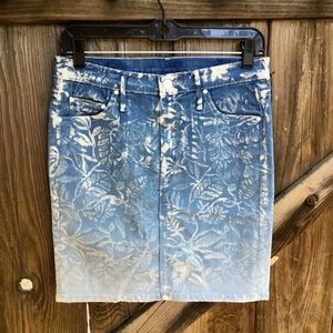 Mother Denim printed jean pencil skirt 29” S M 29”